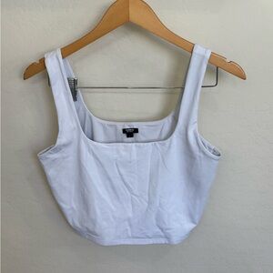 Express White Square Neck Body Contour Crop Tank, Size Large
